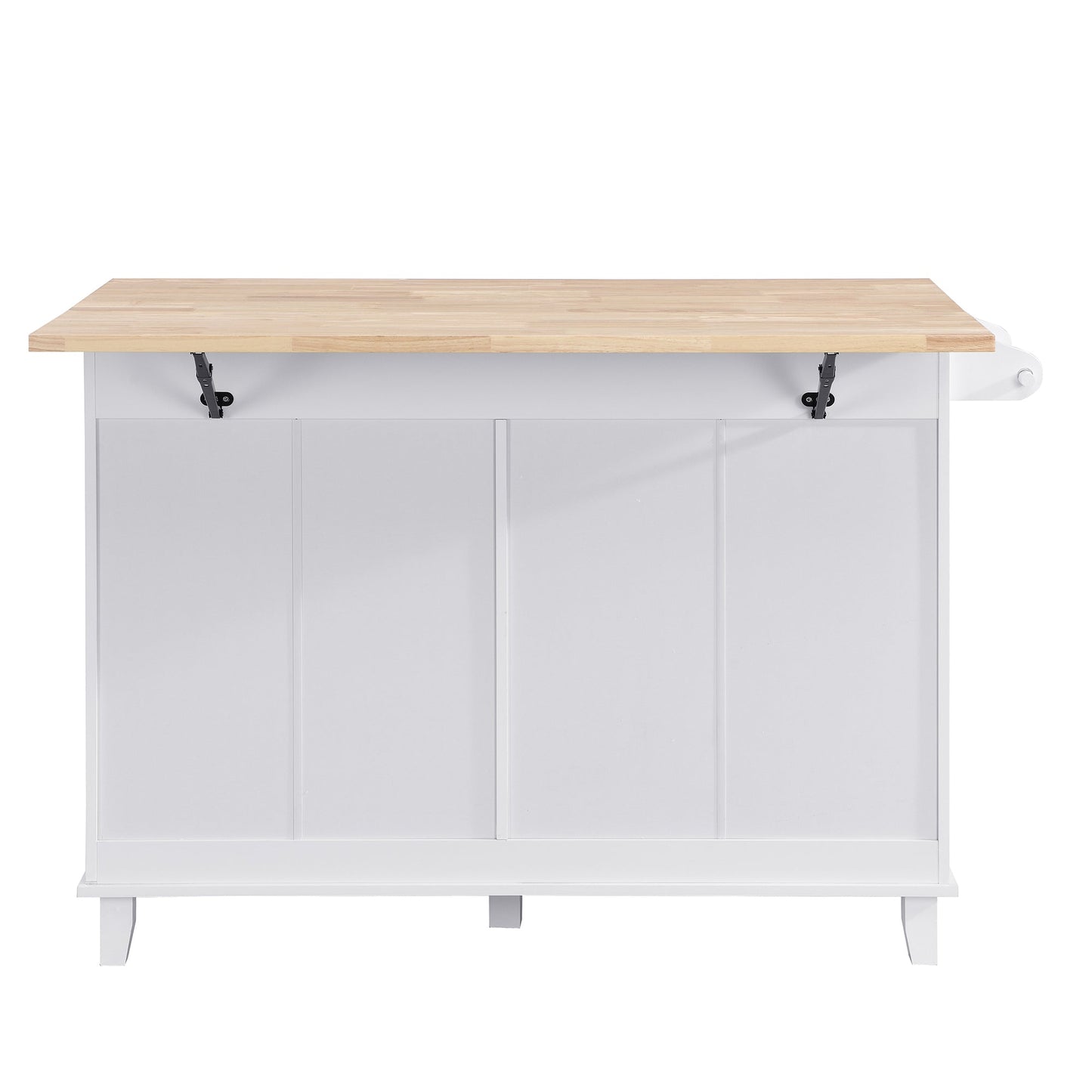 TOPMAX Farmhouse Kitchen Island Set with Drop Leaf and 2 Seatings,Dining Table Set with Storage Cabinet, Drawers and Towel Rack, White+Rustic Brown - 1st Choice Furniture Direct