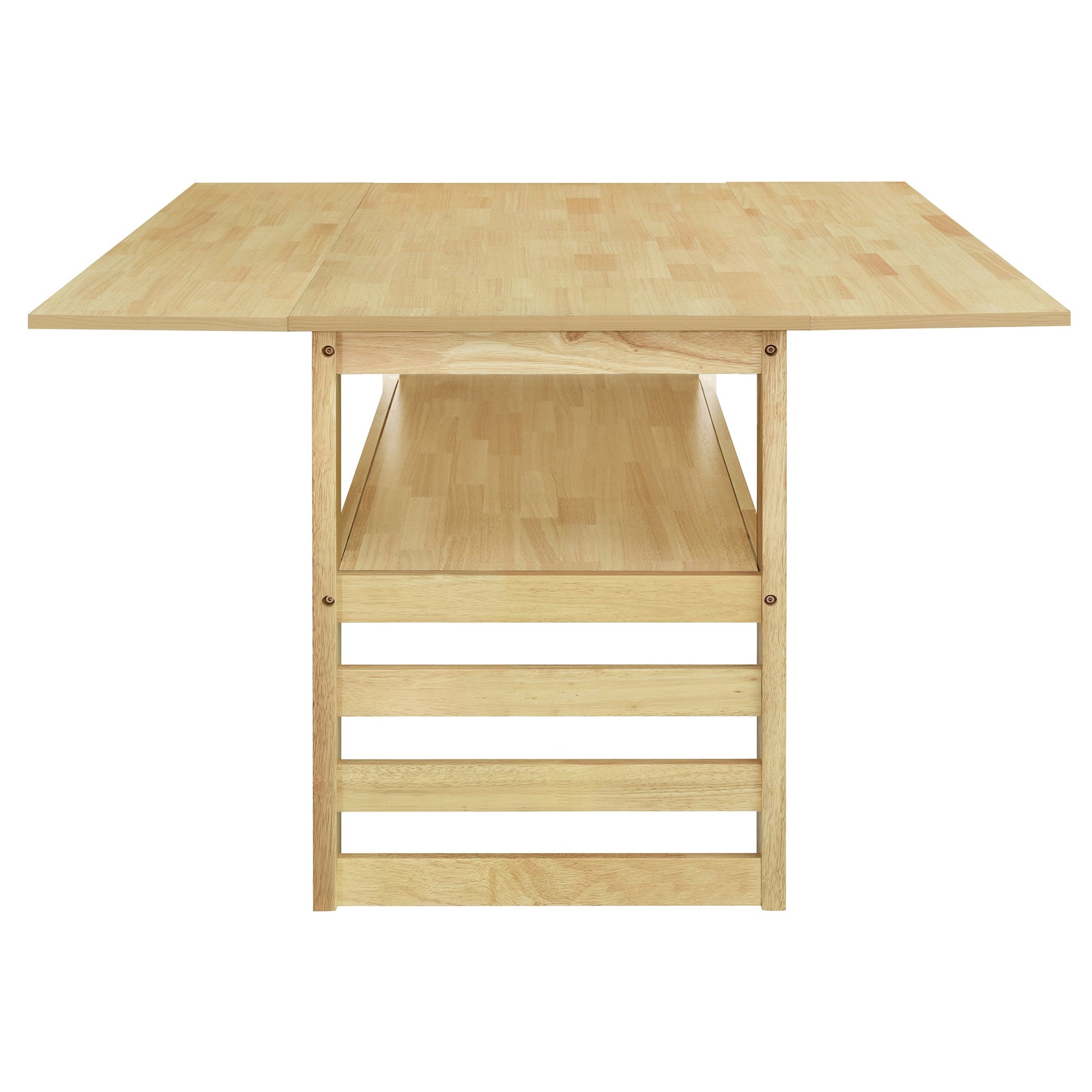 TOPMAX Modern 5 - Piece 47.2'' Extendable Wood Square Dining Table Set with Two 11.8 - inch Drop Leaves, Compact Storage Shelf Kitchen Table Set with Upholstered Chairs for 4, Natural - 1st Choice Furniture Direct