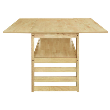 TOPMAX Modern 5 - Piece 47.2'' Extendable Wood Square Dining Table Set with Two 11.8 - inch Drop Leaves, Compact Storage Shelf Kitchen Table Set with Upholstered Chairs for 4, Natural - 1st Choice Furniture Direct