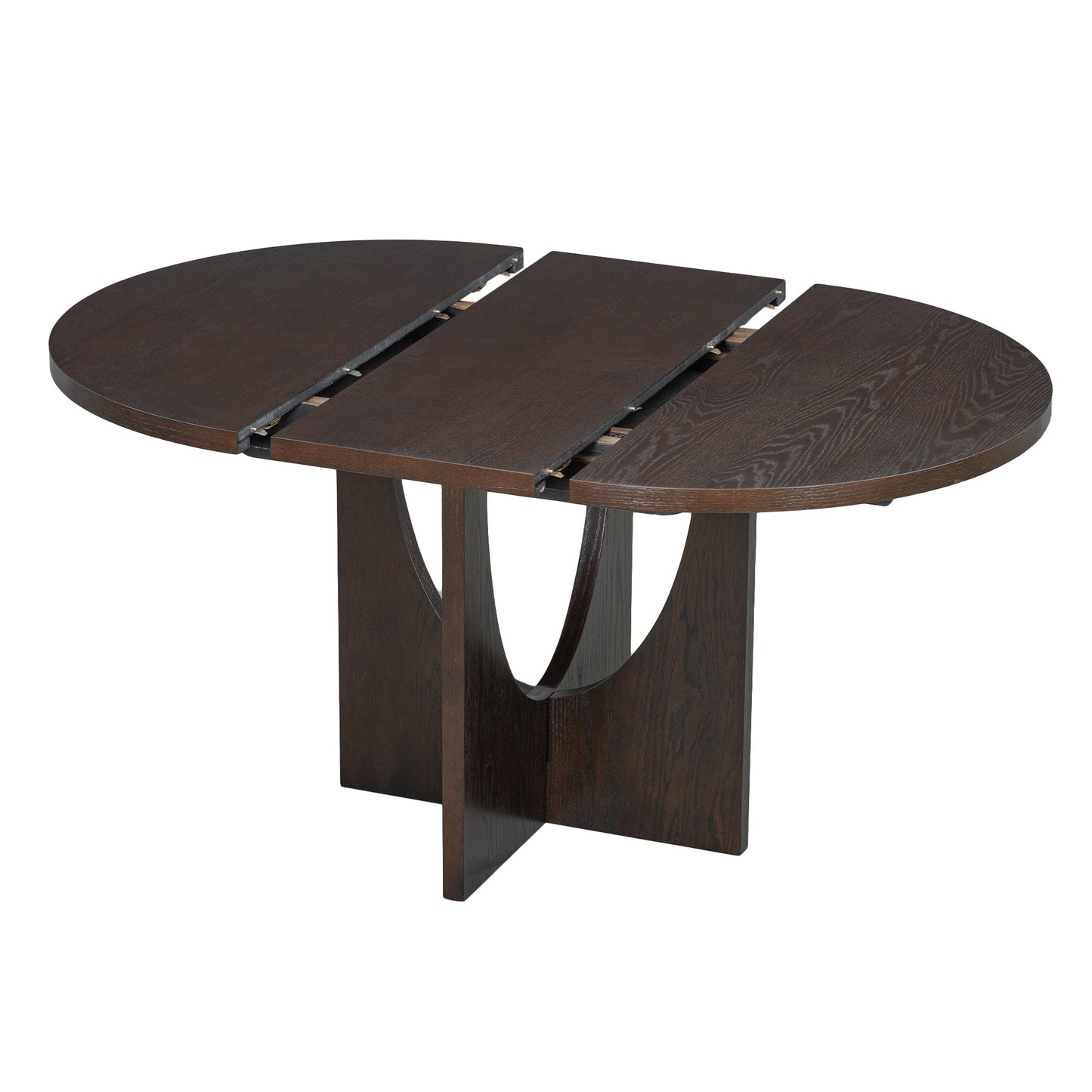TOPMAX Modern 5-Piece Extendable Round Dining Table Set with Removable Leaf, Espresso+Gray, Solid Wood - 1st Choice Furniture Direct