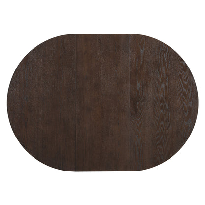 TOPMAX Modern 5-Piece Extendable Round Dining Table Set with Removable Leaf, Espresso+Gray, Solid Wood - 1st Choice Furniture Direct