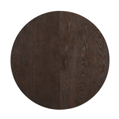 TOPMAX Modern 5-Piece Extendable Round Dining Table Set with Removable Leaf, Espresso+Gray, Solid Wood - 1st Choice Furniture Direct