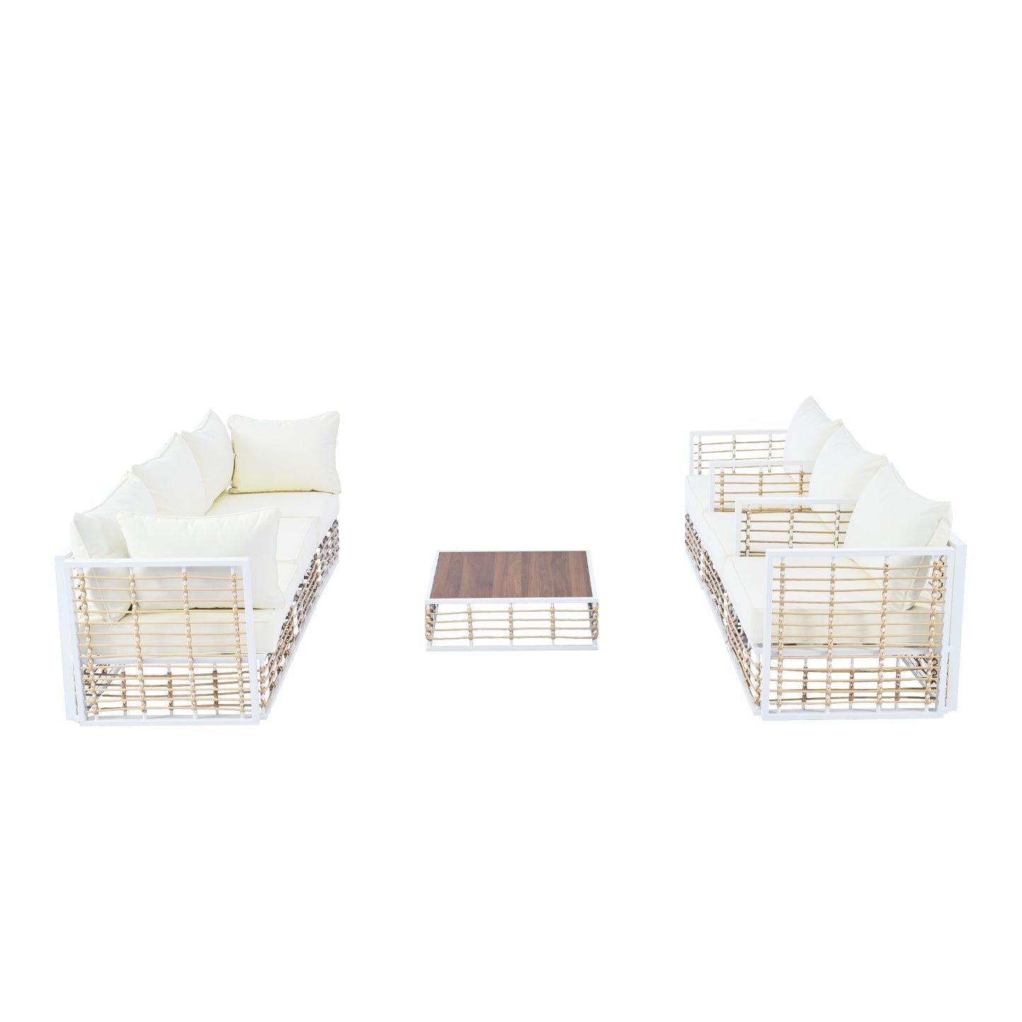 TOPMAX Modern Minimalist 7 - Piece Metal Patio Sectional Sofa Set, All - Weather Garden Conversational Furniture Set with Thick Cushions and Coffee Table for Indoor Outdoor, White - 1st Choice Furniture Direct