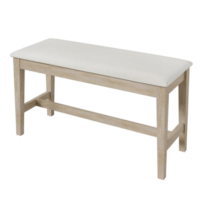 TOPMAX Modern Style Natural Wood 6 - Piece Dining Table Set with Bench and Chairs, Upholstered Seats, Rubberwood Frame - 1st Choice Furniture Direct