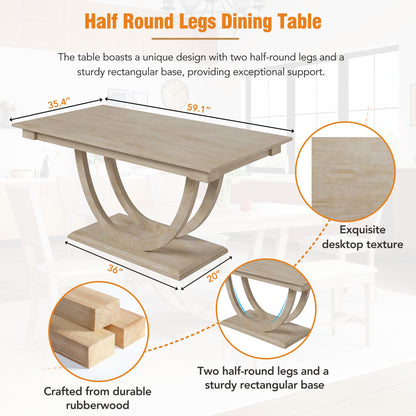 TOPMAX Modern Style Natural Wood 6 - Piece Dining Table Set with Bench and Chairs, Upholstered Seats, Rubberwood Frame - 1st Choice Furniture Direct
