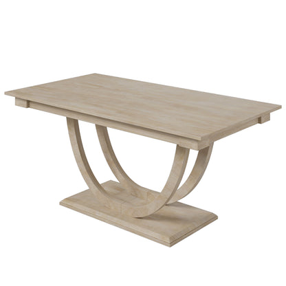 TOPMAX Modern Style Natural Wood 6 - Piece Dining Table Set with Bench and Chairs, Upholstered Seats, Rubberwood Frame - 1st Choice Furniture Direct