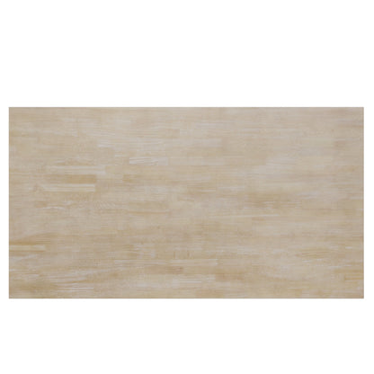 TOPMAX Modern Style Natural Wood 6 - Piece Dining Table Set with Bench and Chairs, Upholstered Seats, Rubberwood Frame - 1st Choice Furniture Direct