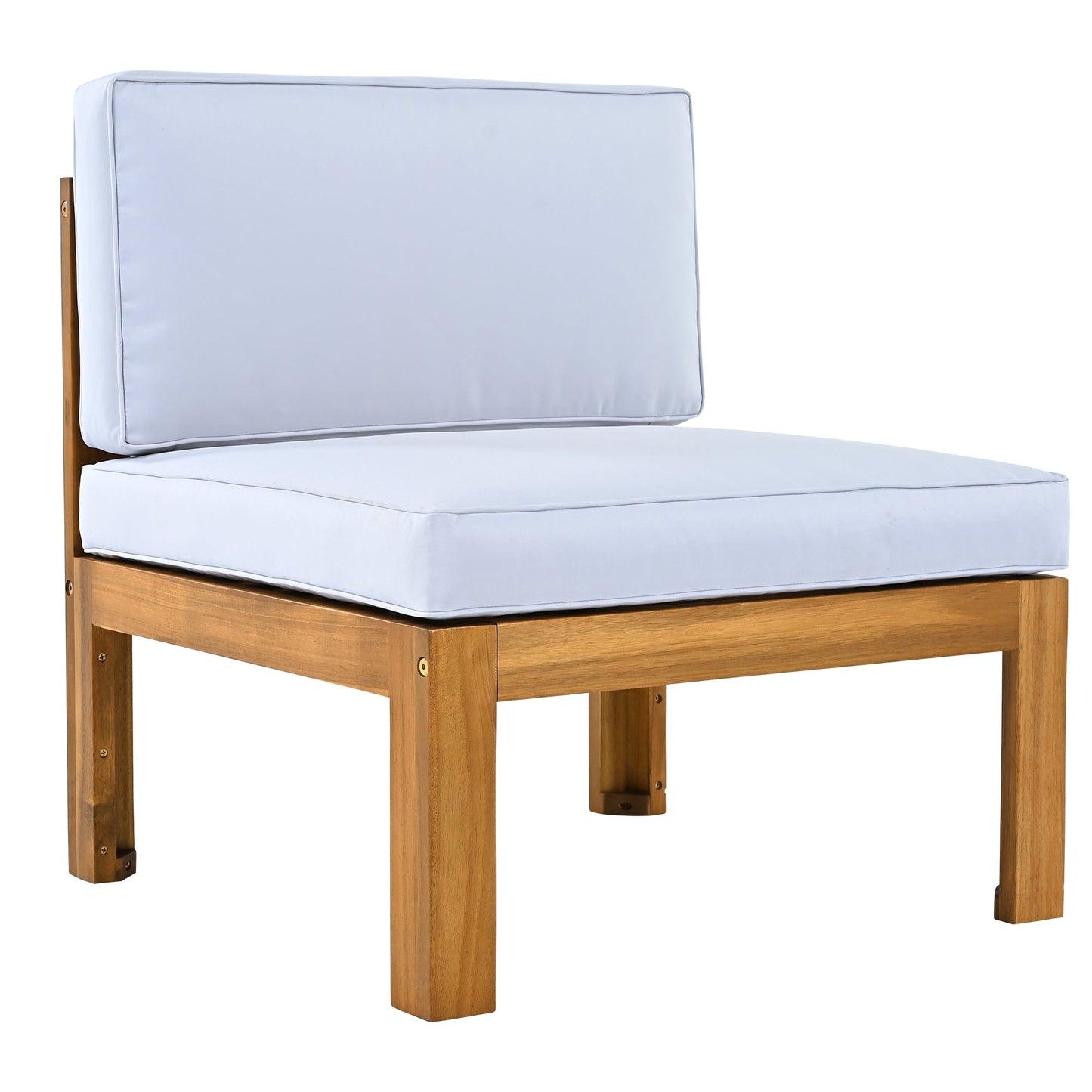 TOPMAX Outdoor Backyard Patio Wood 5 - Piece Sectional Sofa Seating Group Set with Cushions, Natural Finish+ Gray Cushions - 1st Choice Furniture Direct