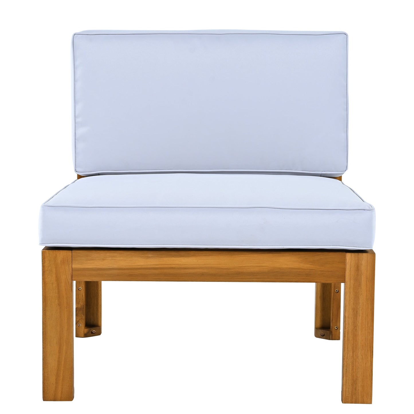 TOPMAX Outdoor Backyard Patio Wood 5 - Piece Sectional Sofa Seating Group Set with Cushions, Natural Finish+ Gray Cushions - 1st Choice Furniture Direct