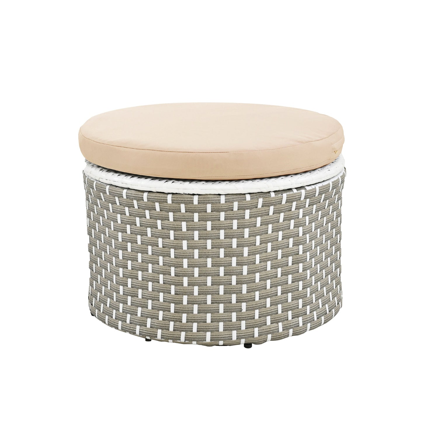 TOPMAX Patio Furniture Round Outdoor Sectional Sofa Set Rattan Daybed Two - Tone Weave Sunbed with Retractable Canopy, Separate Seating and Removable Cushion, Light Coffee - 1st Choice Furniture Direct