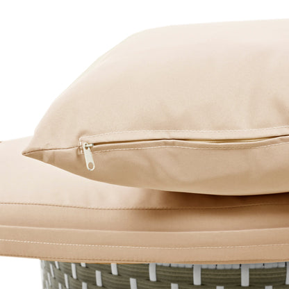 TOPMAX Patio Furniture Round Outdoor Sectional Sofa Set Rattan Daybed Two - Tone Weave Sunbed with Retractable Canopy, Separate Seating and Removable Cushion, Light Coffee - 1st Choice Furniture Direct