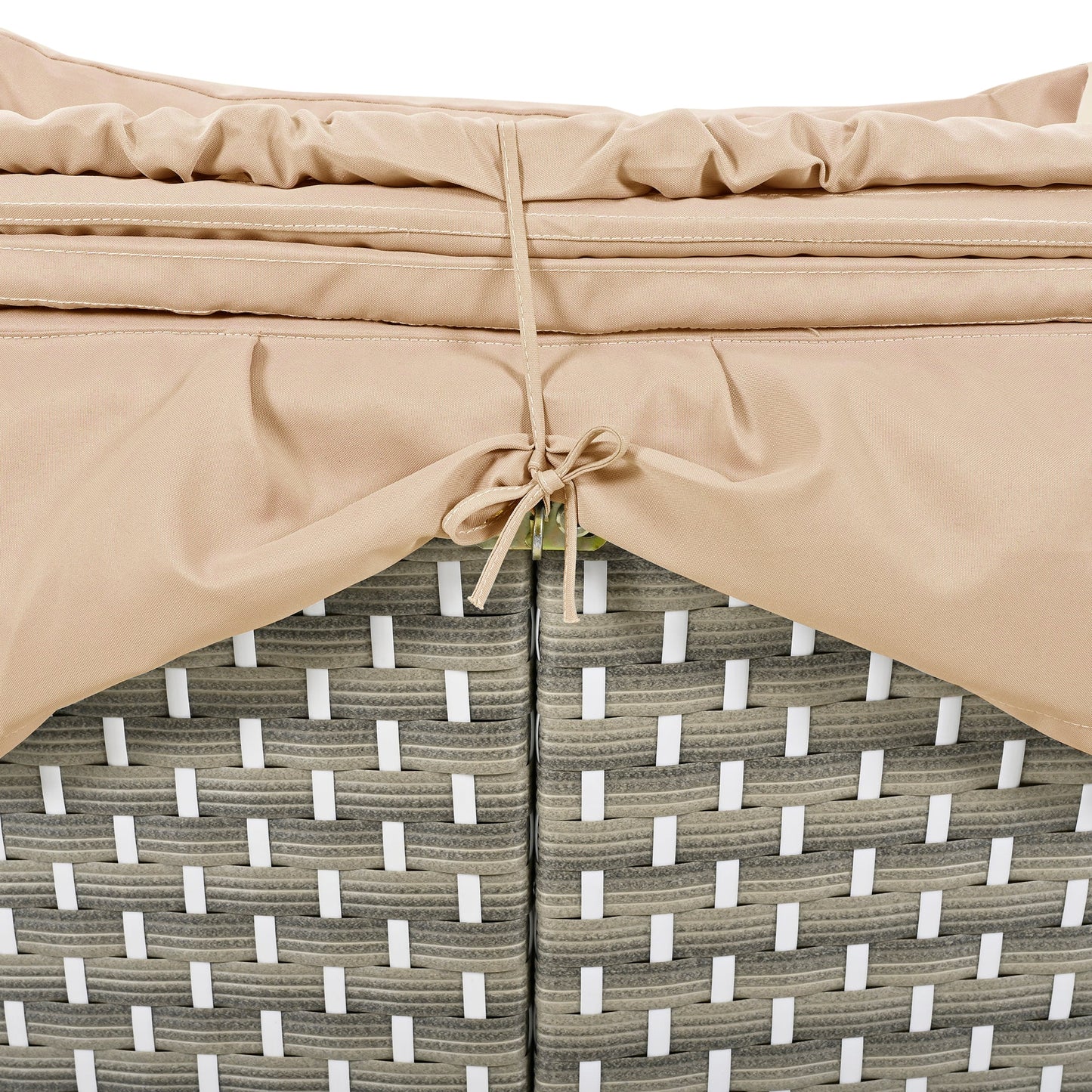 TOPMAX Patio Furniture Round Outdoor Sectional Sofa Set Rattan Daybed Two - Tone Weave Sunbed with Retractable Canopy, Separate Seating and Removable Cushion, Light Coffee - 1st Choice Furniture Direct