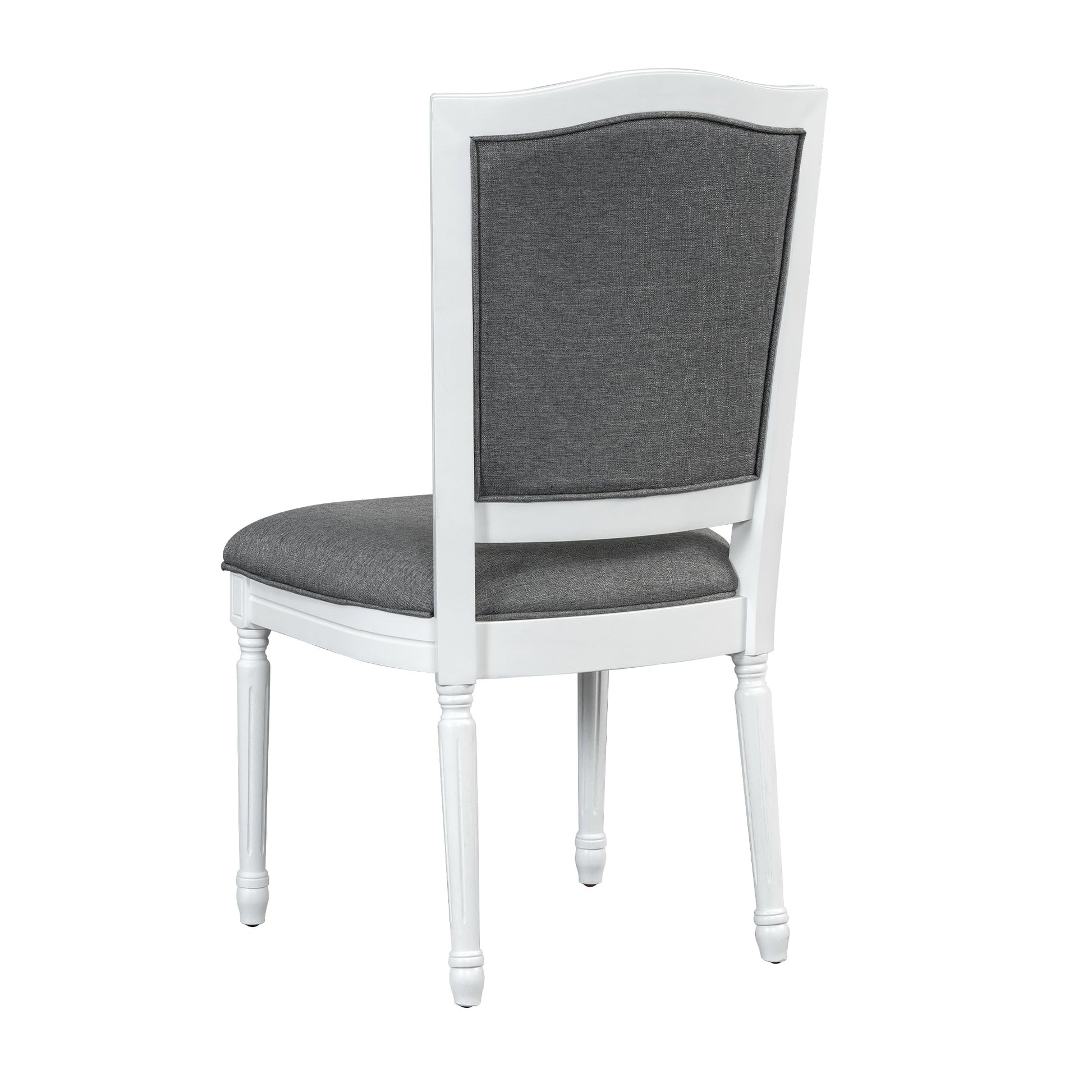 TOPMAX Rustic 7 - Piece 78.1inch Extendable Dining Table Set with 18inch Removable Leaf, 6 Upholstered Dining Chairs, 2 Built - in Drawers, Dark Gray+White - 1st Choice Furniture Direct