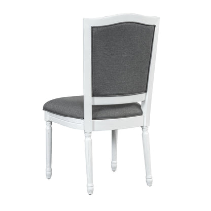TOPMAX Rustic 7 - Piece 78.1inch Extendable Dining Table Set with 18inch Removable Leaf, 6 Upholstered Dining Chairs, 2 Built - in Drawers, Dark Gray+White - 1st Choice Furniture Direct
