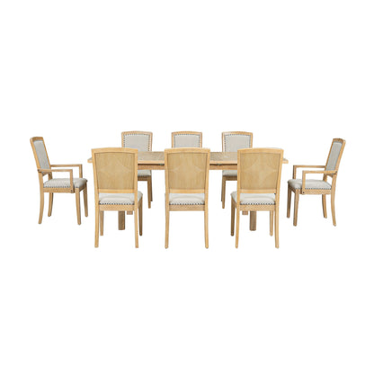TOPMAX Rustic Extendable Dining Table Set with Removable Leaf, 6 Upholstered Armless Dining Chairs and 2 Padded Arm Chairs, Natural - 1st Choice Furniture Direct