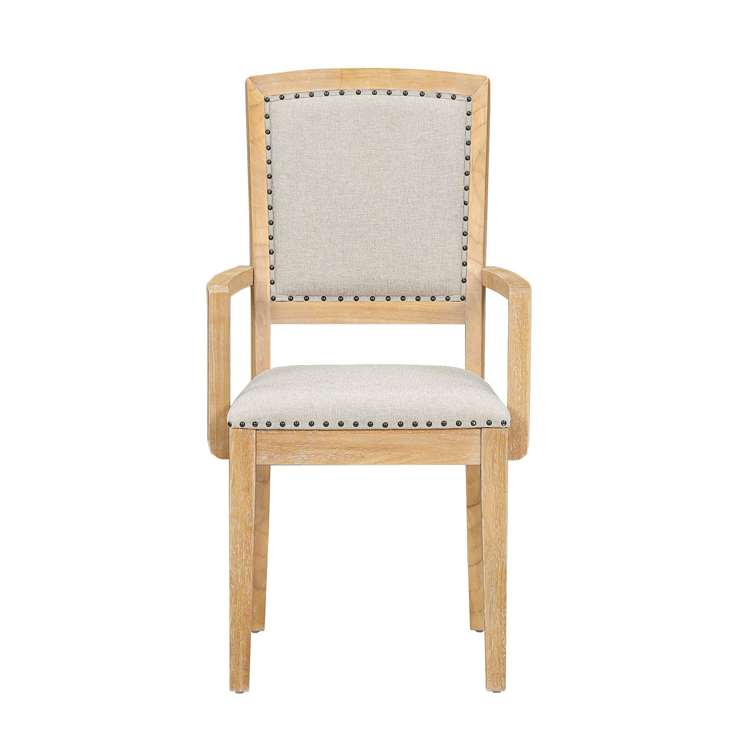 TOPMAX Rustic Extendable Dining Table Set with Removable Leaf, 6 Upholstered Armless Dining Chairs and 2 Padded Arm Chairs, Natural - 1st Choice Furniture Direct