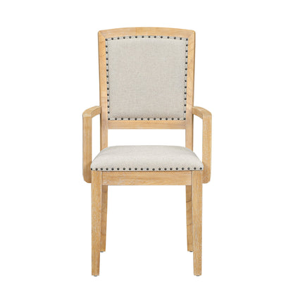 TOPMAX Rustic Extendable Dining Table Set with Removable Leaf, 6 Upholstered Armless Dining Chairs and 2 Padded Arm Chairs, Natural - 1st Choice Furniture Direct