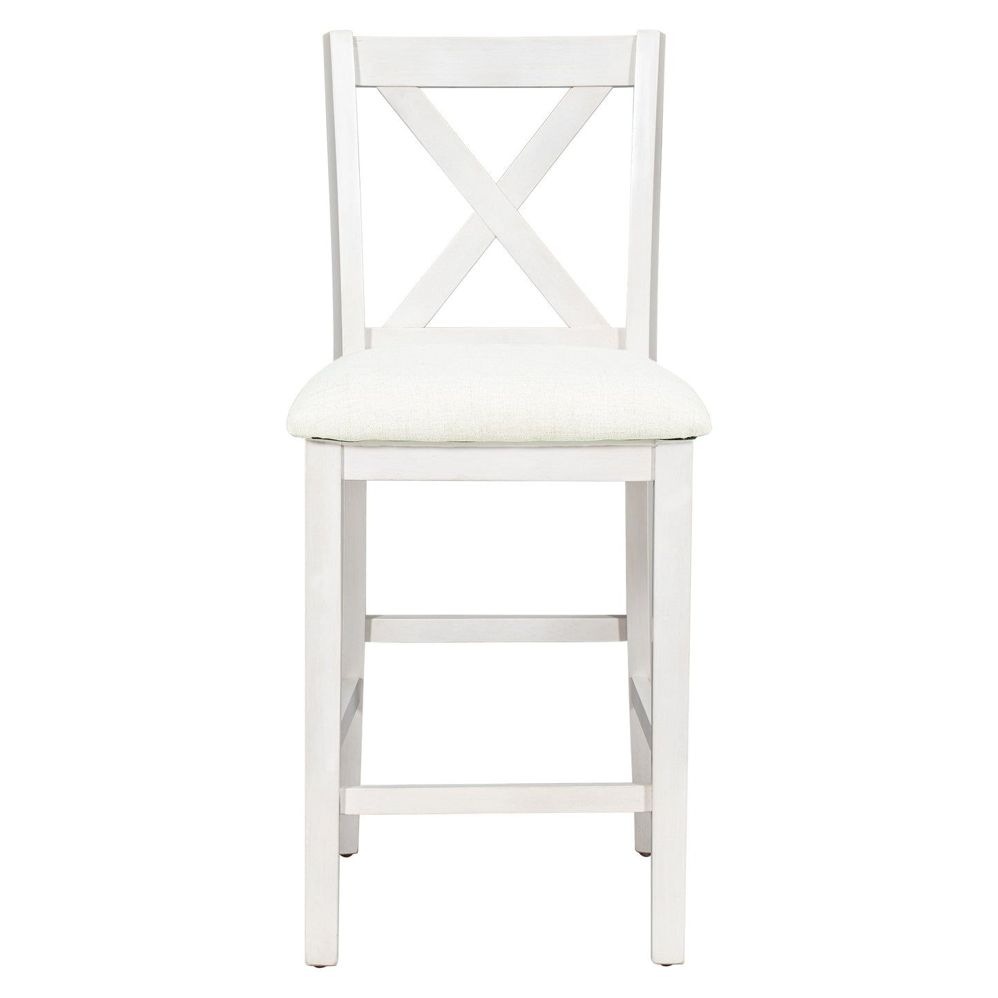 TOPMAX Rustic Farmhouse Dining Room Wooden Bar Table Set with Stools and Chairs, White, Rubberwood and MDF - 1st Choice Furniture Direct