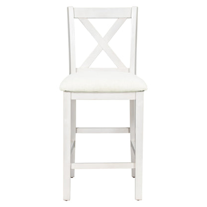 TOPMAX Rustic Farmhouse Dining Room Wooden Bar Table Set with Stools and Chairs, White, Rubberwood and MDF - 1st Choice Furniture Direct