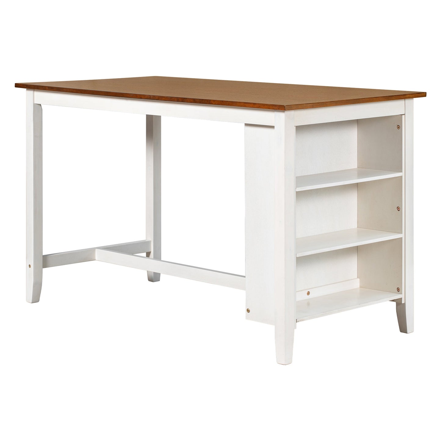 TOPMAX Rustic Farmhouse Dining Room Wooden Bar Table Set with Stools and Chairs, White, Rubberwood and MDF - 1st Choice Furniture Direct
