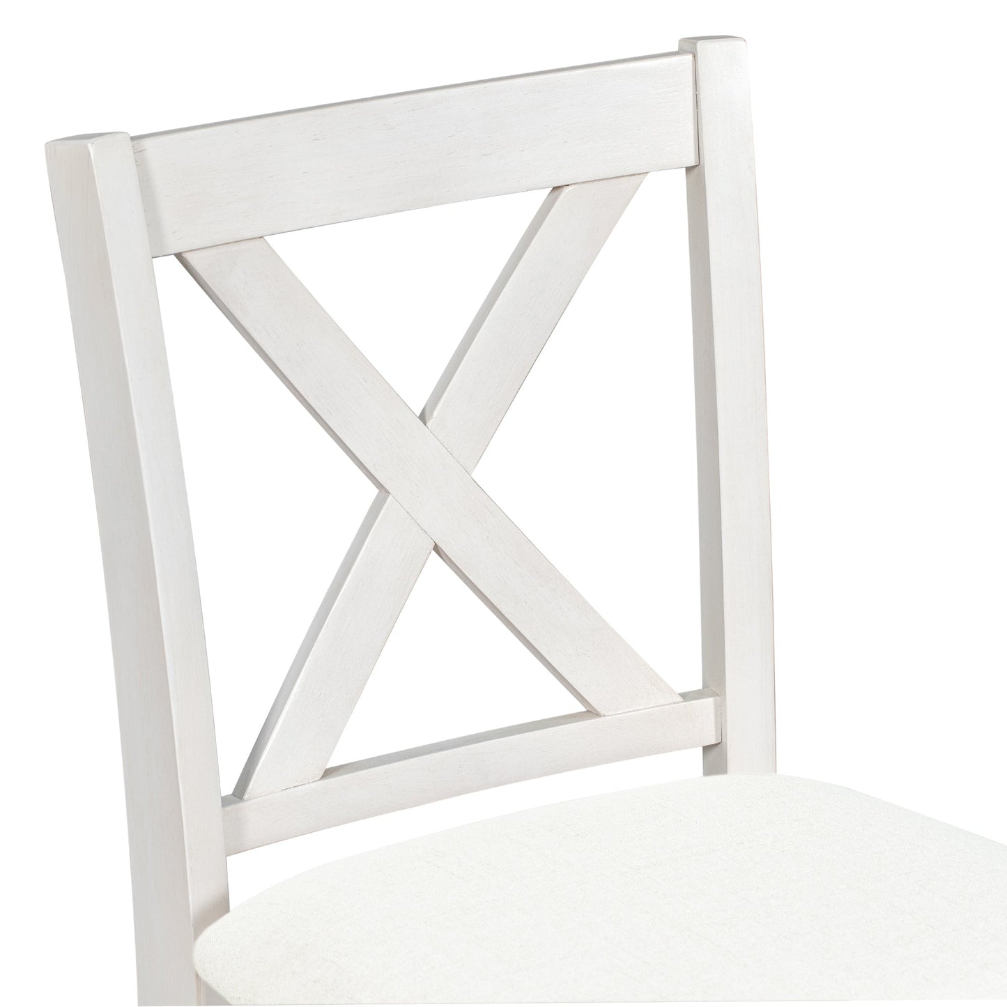 TOPMAX Rustic Farmhouse Dining Room Wooden Bar Table Set with Stools and Chairs, White, Rubberwood and MDF - 1st Choice Furniture Direct