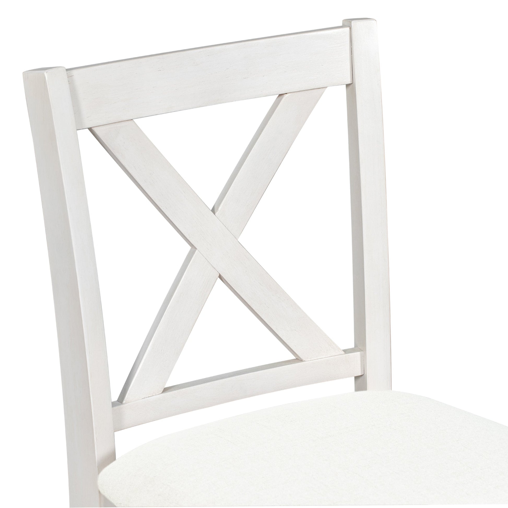 TOPMAX Rustic Farmhouse Dining Room Wooden Bar Table Set with Stools and Chairs, White, Rubberwood and MDF - 1st Choice Furniture Direct
