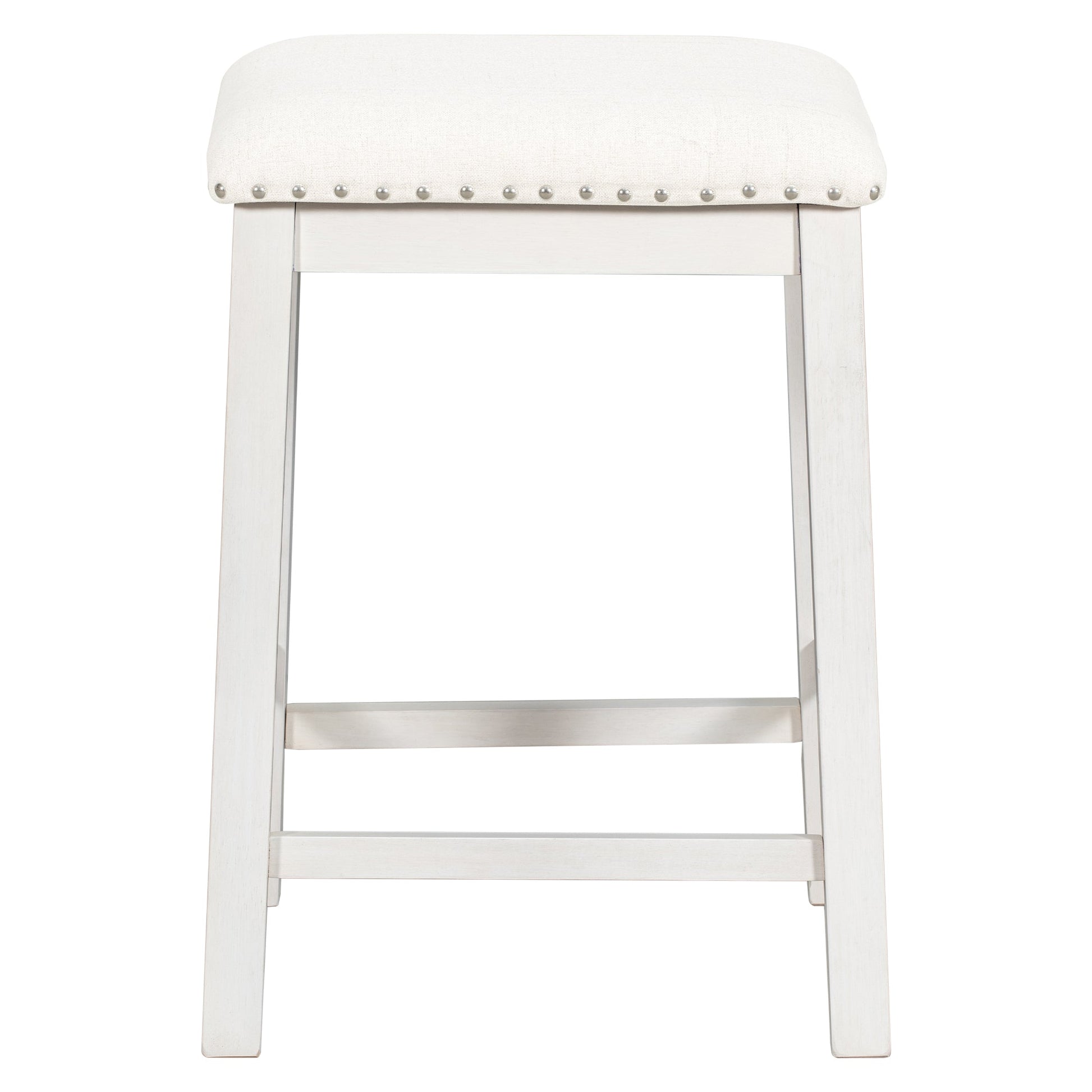 TOPMAX Rustic Farmhouse Dining Room Wooden Bar Table Set with Stools and Chairs, White, Rubberwood and MDF - 1st Choice Furniture Direct