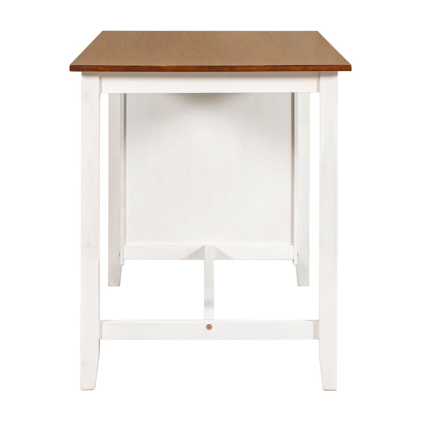 TOPMAX Rustic Farmhouse Dining Room Wooden Bar Table Set with Stools and Chairs, White, Rubberwood and MDF - 1st Choice Furniture Direct