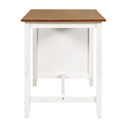 TOPMAX Rustic Farmhouse Dining Room Wooden Bar Table Set with Stools and Chairs, White, Rubberwood and MDF - 1st Choice Furniture Direct