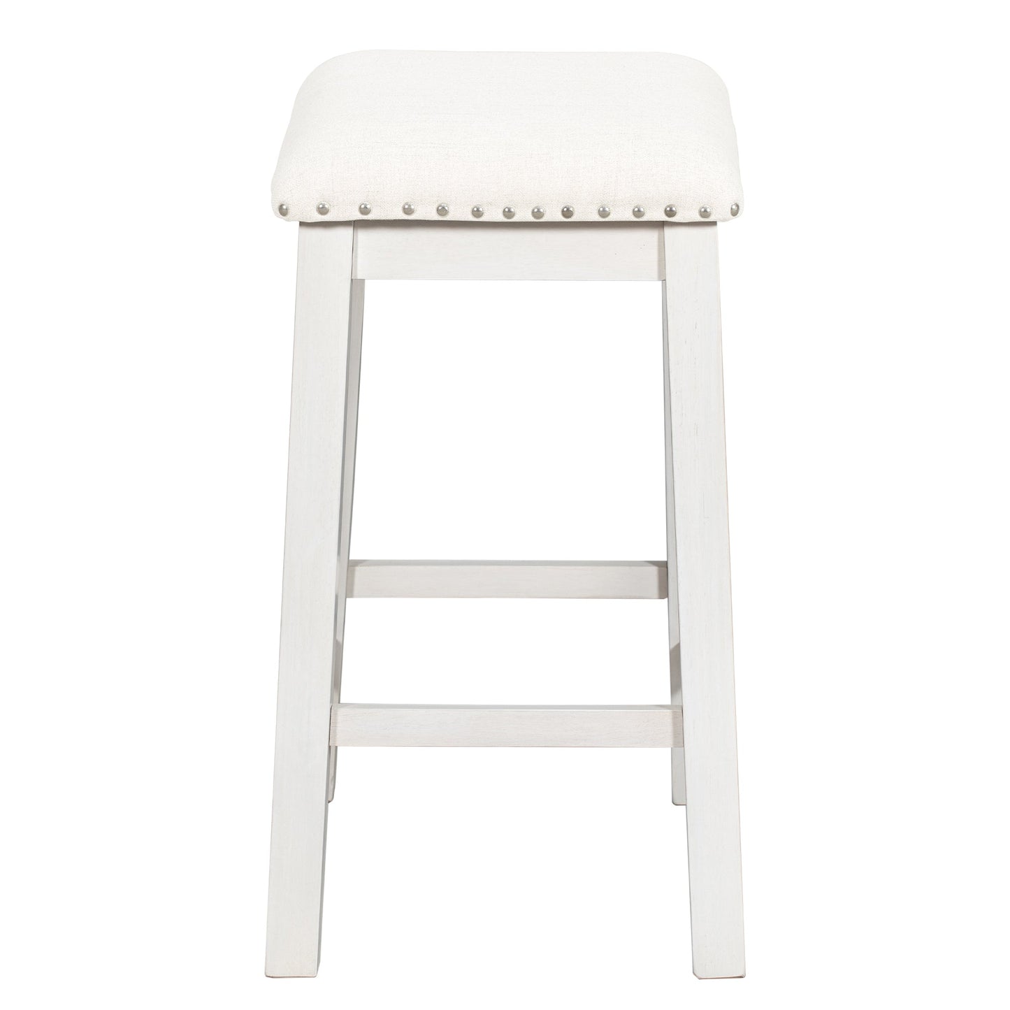 TOPMAX Rustic Farmhouse Dining Room Wooden Bar Table Set with Stools and Chairs, White, Rubberwood and MDF - 1st Choice Furniture Direct