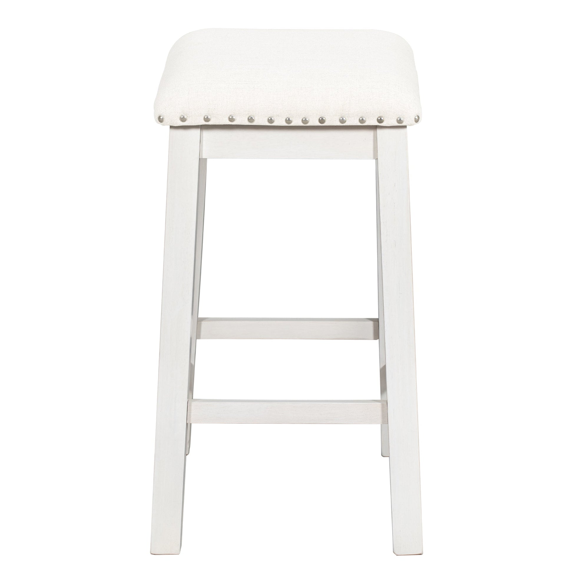 TOPMAX Rustic Farmhouse Dining Room Wooden Bar Table Set with Stools and Chairs, White, Rubberwood and MDF - 1st Choice Furniture Direct