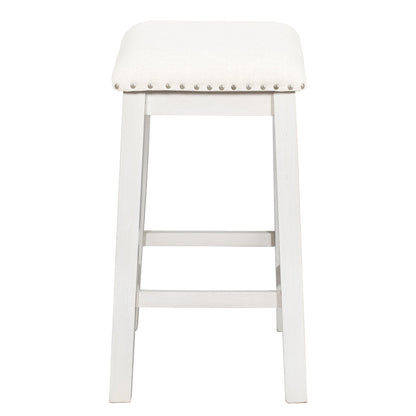 TOPMAX Rustic Farmhouse Dining Room Wooden Bar Table Set with Stools and Chairs, White, Rubberwood and MDF - 1st Choice Furniture Direct