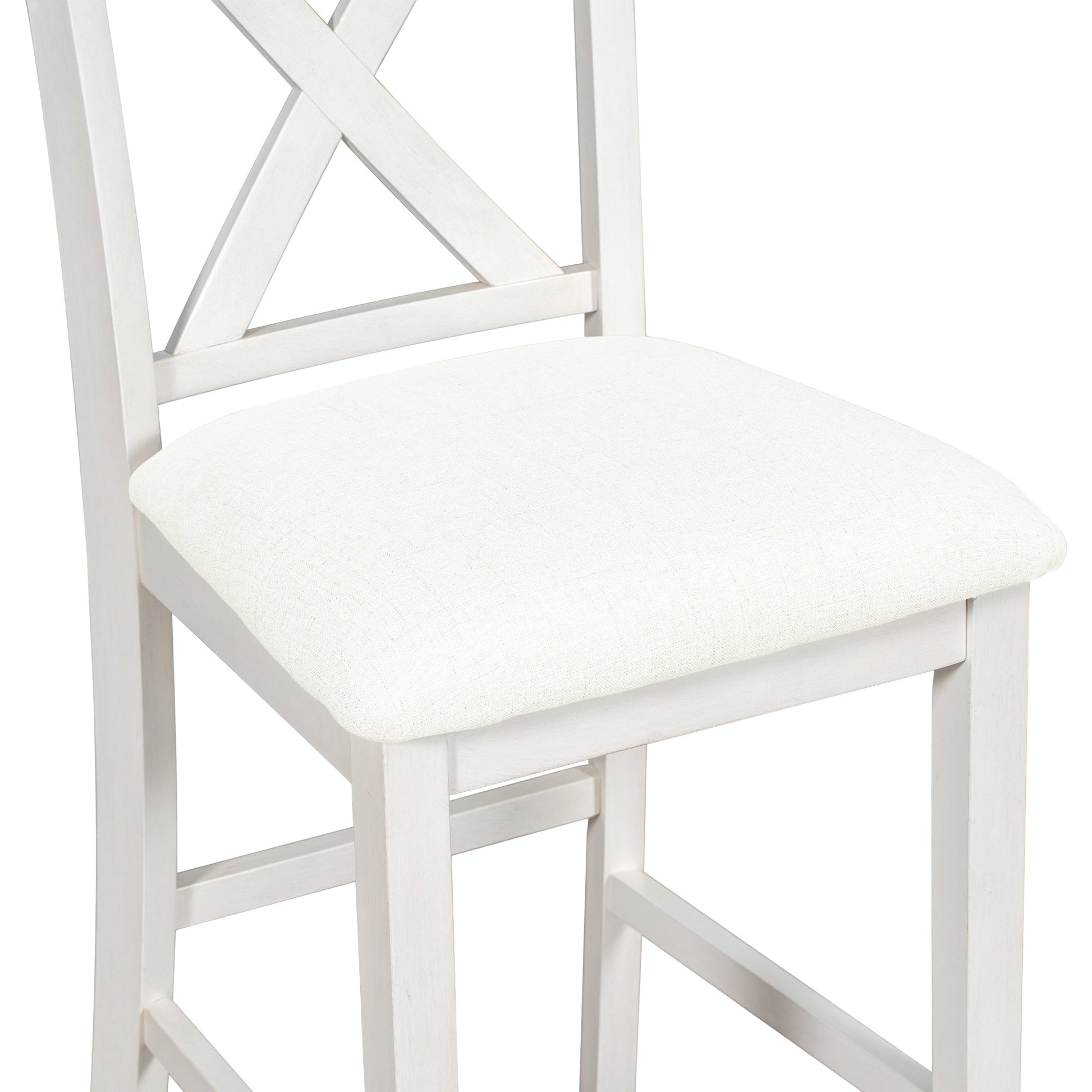 TOPMAX Rustic Farmhouse Dining Room Wooden Bar Table Set with Stools and Chairs, White, Rubberwood and MDF - 1st Choice Furniture Direct