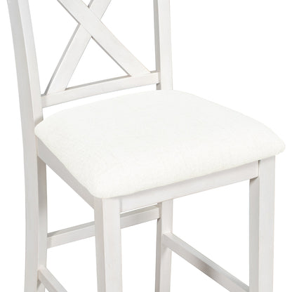 TOPMAX Rustic Farmhouse Dining Room Wooden Bar Table Set with Stools and Chairs, White, Rubberwood and MDF - 1st Choice Furniture Direct