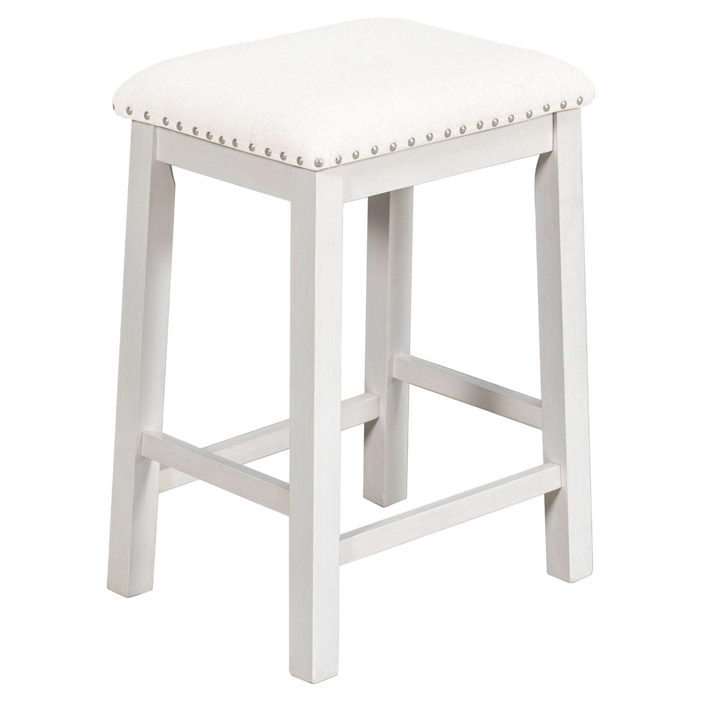 TOPMAX Rustic Farmhouse Dining Room Wooden Bar Table Set with Stools and Chairs, White, Rubberwood and MDF - 1st Choice Furniture Direct
