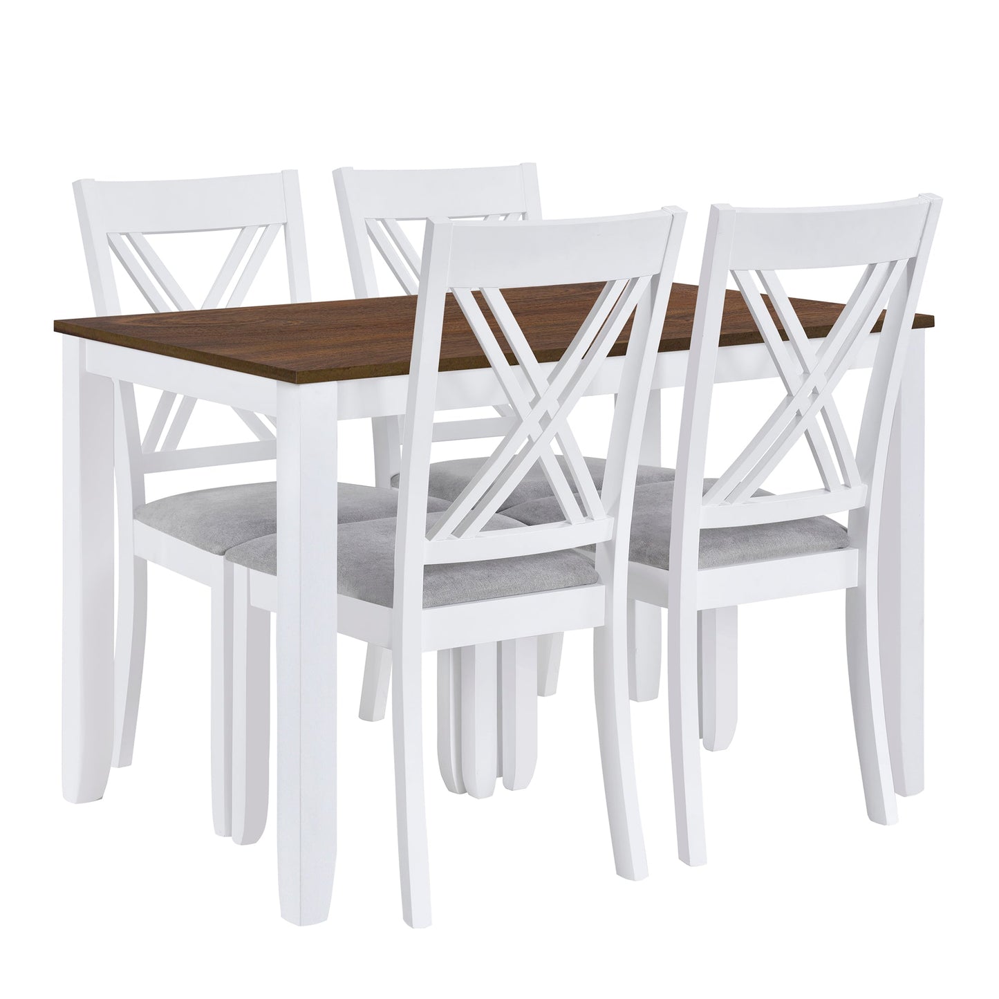 TOPMAX Rustic Minimalist Wood 5 - Piece Dining Table Set with 4 X - Back Chairs for Small Places, White - 1st Choice Furniture Direct