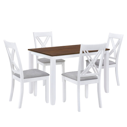 TOPMAX Rustic Minimalist Wood 5 - Piece Dining Table Set with 4 X - Back Chairs for Small Places, White - 1st Choice Furniture Direct