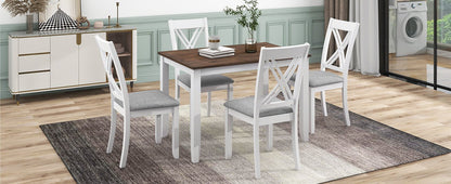 TOPMAX Rustic Minimalist Wood 5 - Piece Dining Table Set with 4 X - Back Chairs for Small Places, White - 1st Choice Furniture Direct
