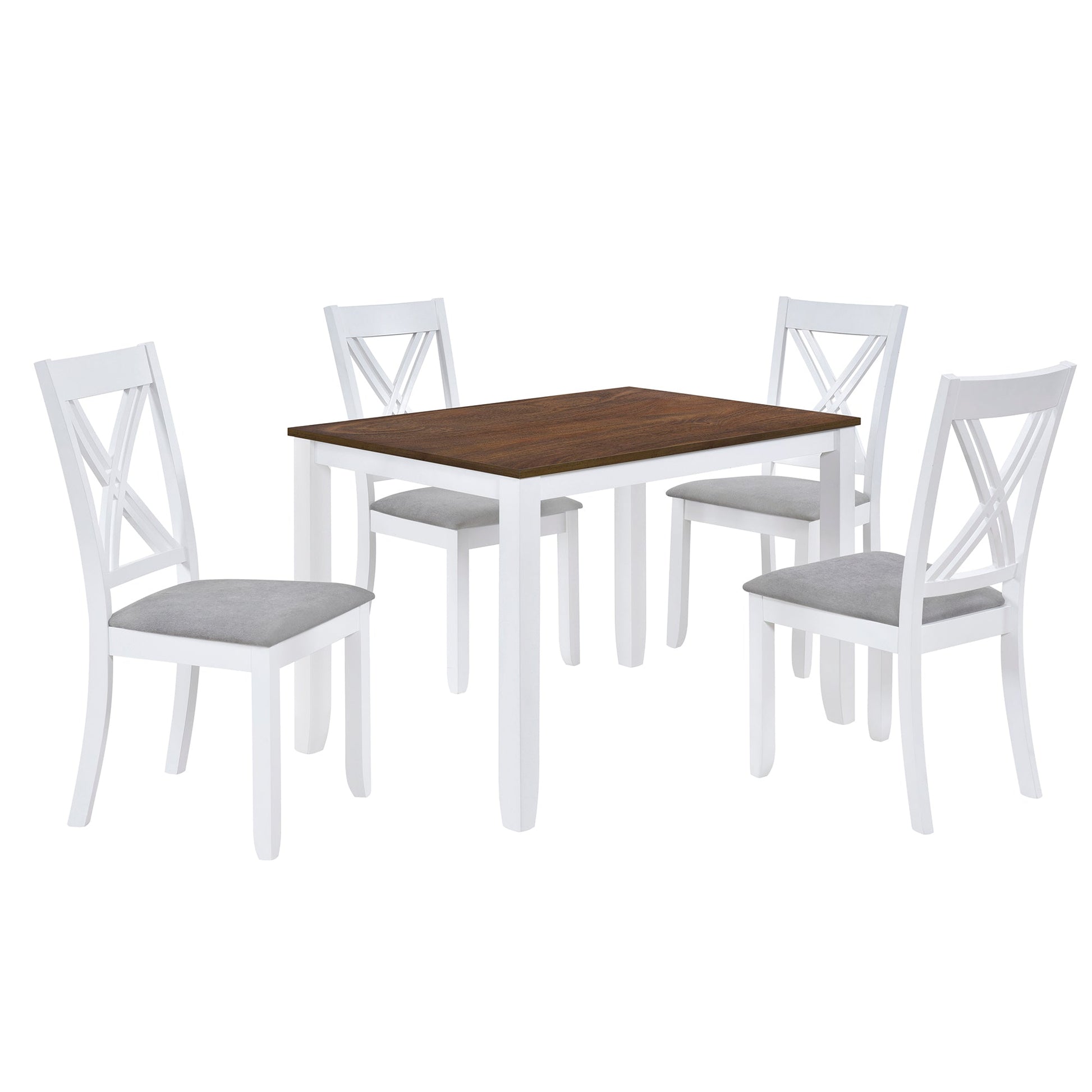 TOPMAX Rustic Minimalist Wood 5 - Piece Dining Table Set with 4 X - Back Chairs for Small Places, White - 1st Choice Furniture Direct