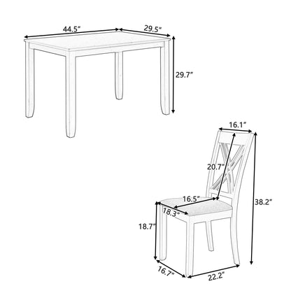 TOPMAX Rustic Minimalist Wood 5 - Piece Dining Table Set with 4 X - Back Chairs for Small Places, White - 1st Choice Furniture Direct