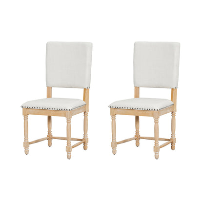TOPMAX Vintage Traditional 2 - Piece Upholstered Dining Chairs with Padded Backs, Natural - 1st Choice Furniture Direct