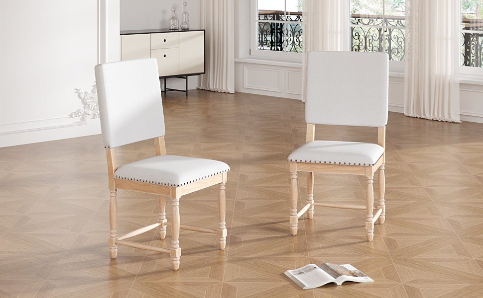 TOPMAX Vintage Traditional 2 - Piece Upholstered Dining Chairs with Padded Backs, Natural - 1st Choice Furniture Direct