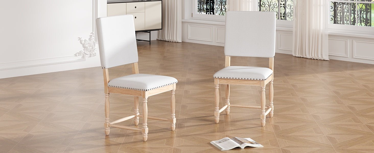 TOPMAX Vintage Traditional 2 - Piece Upholstered Dining Chairs with Padded Backs, Natural - 1st Choice Furniture Direct
