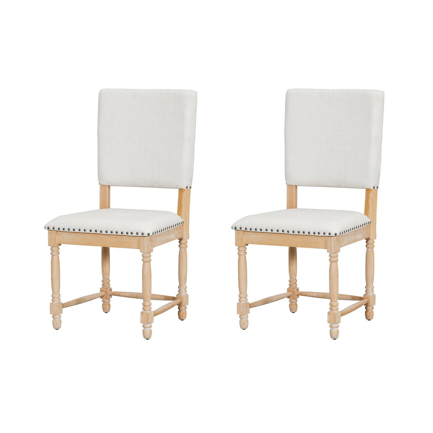 TOPMAX Vintage Traditional 2 - Piece Upholstered Dining Chairs with Padded Backs, Natural - 1st Choice Furniture Direct