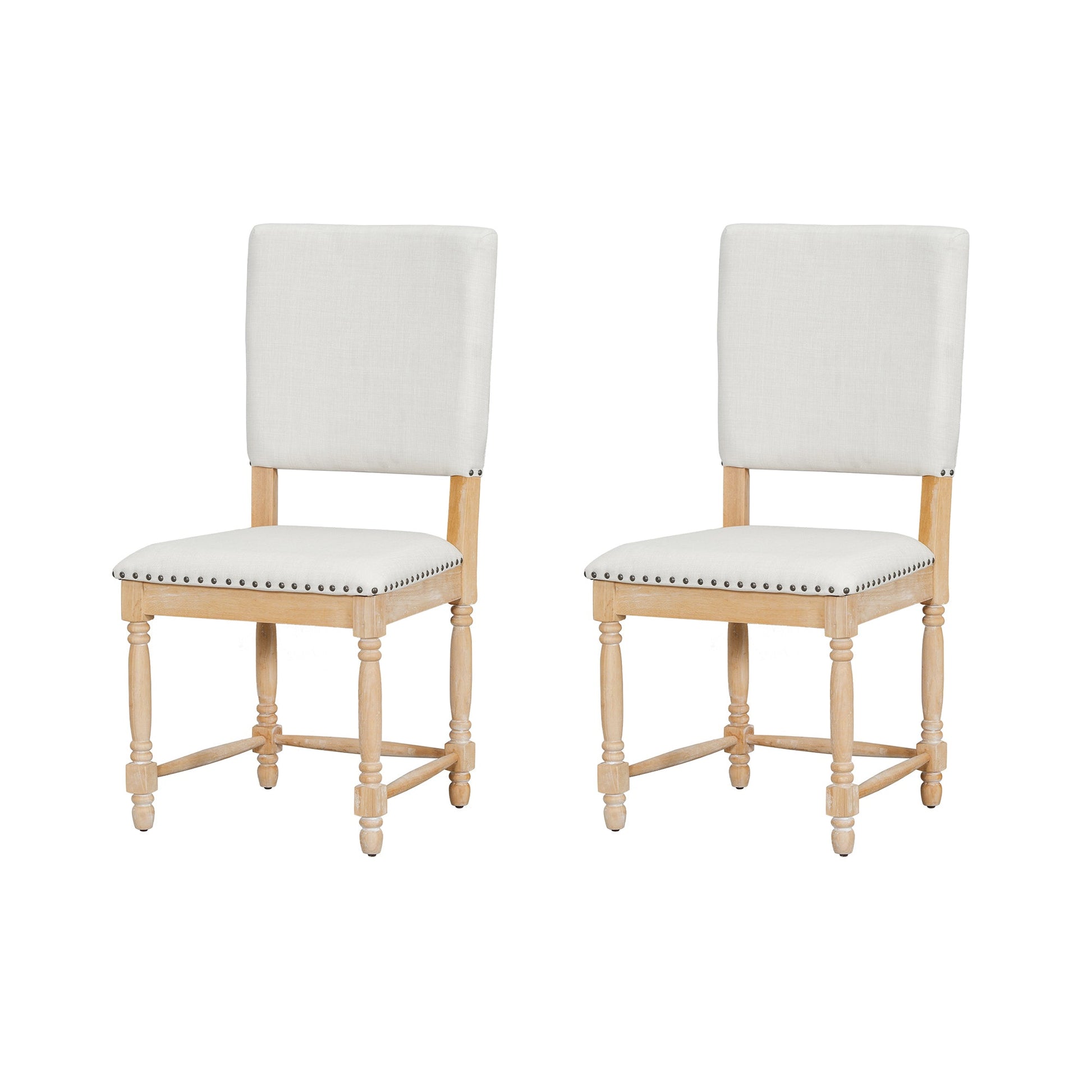 TOPMAX Vintage Traditional 2 - Piece Upholstered Dining Chairs with Padded Backs, Natural - 1st Choice Furniture Direct