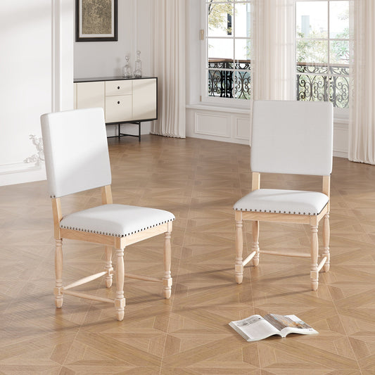 TOPMAX Vintage Traditional 2 - Piece Upholstered Dining Chairs with Padded Backs, Natural - 1st Choice Furniture Direct