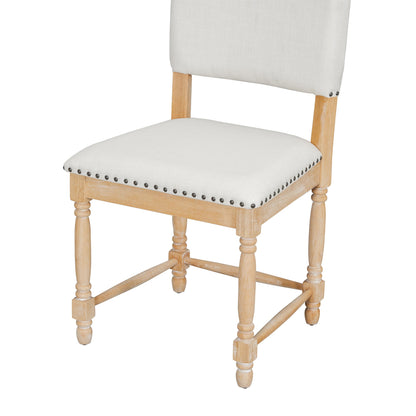 TOPMAX Vintage Traditional 2 - Piece Upholstered Dining Chairs with Padded Backs, Natural - 1st Choice Furniture Direct
