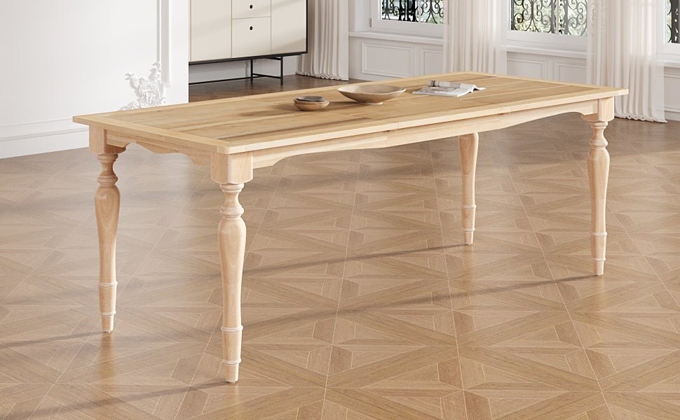 TOPMAX Vintage Traditional 82.7inch Extendable Dining Table with 23.6inch Removable Leaf, Natural - 1st Choice Furniture Direct