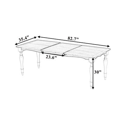 TOPMAX Vintage Traditional 82.7inch Extendable Dining Table with 23.6inch Removable Leaf, Natural - 1st Choice Furniture Direct