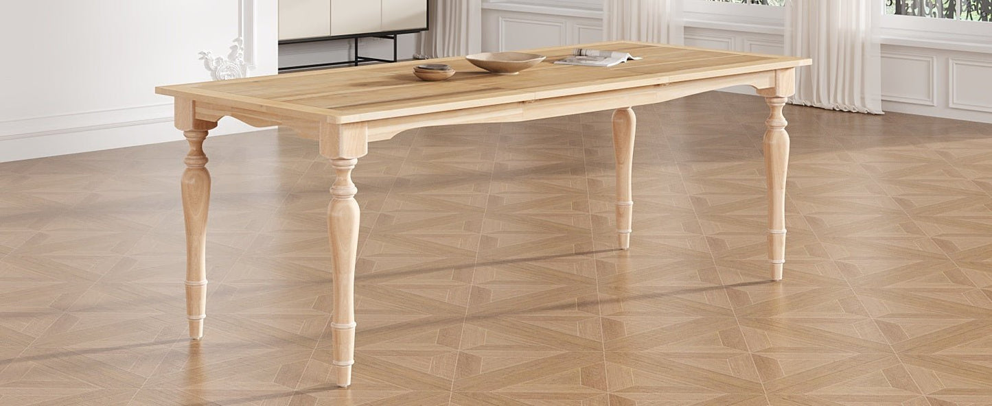TOPMAX Vintage Traditional 82.7inch Extendable Dining Table with 23.6inch Removable Leaf, Natural - 1st Choice Furniture Direct